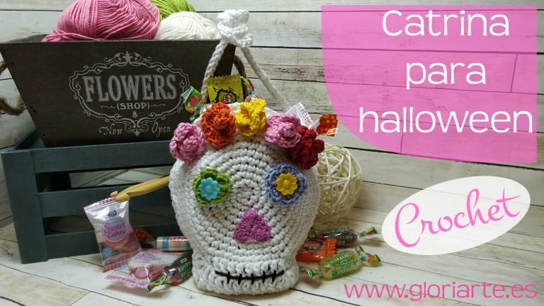 Catrina de crochet para halloween (dulcero para chuches)