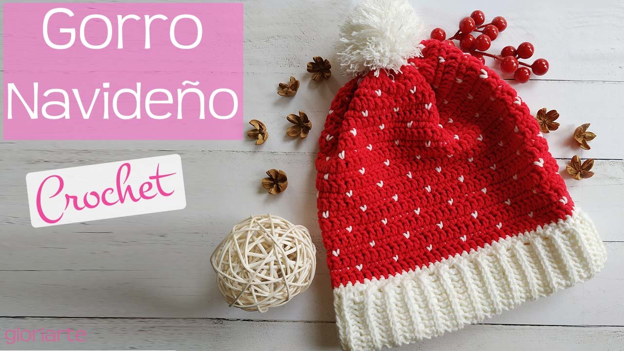 Gorro de Navidad técnica “fair isle” en crochet