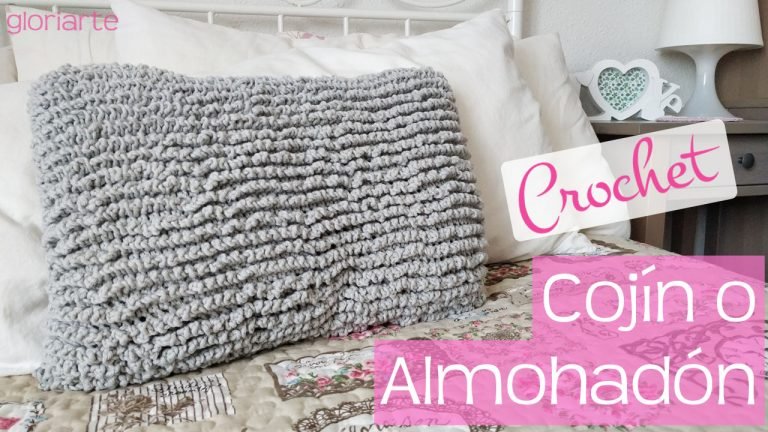 Transforma un cojín o almohada vieja en nuevo. Funda en punto astracán crochet.