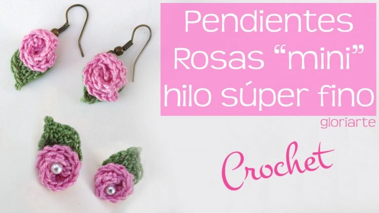 Pendientes Rositas “mini” con hilo muy fino de perlé