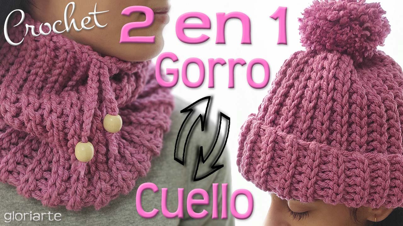 2 en 1 •Gorro|Cuello• de Crochet  más FÁCIL del MUNDO en TODAS la TALLAS