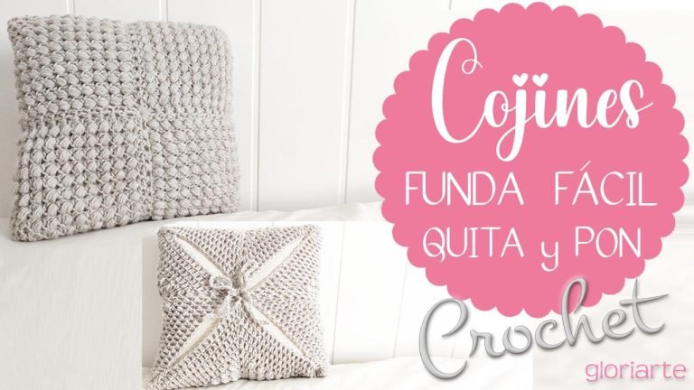 Funda fácil quita y pon de crochet para cojin arena